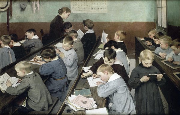 En classe, le travail des petits, de Jean Geoffroy, 1889