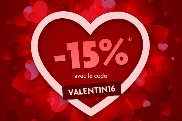 15% de réduction pour la Saint Valentin !