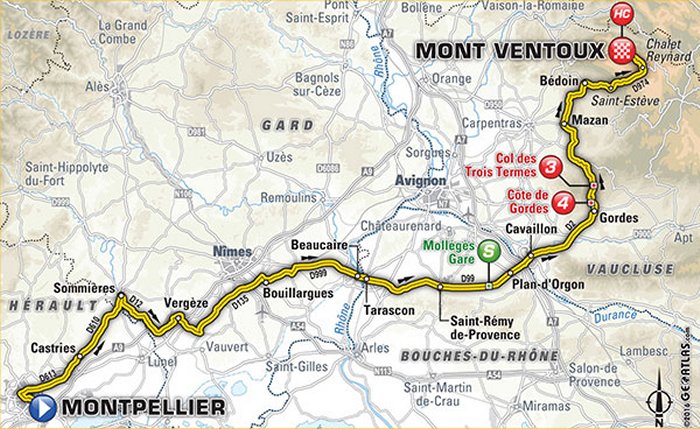 12ème étape du Tour : Montpellier / Mont Ventoux